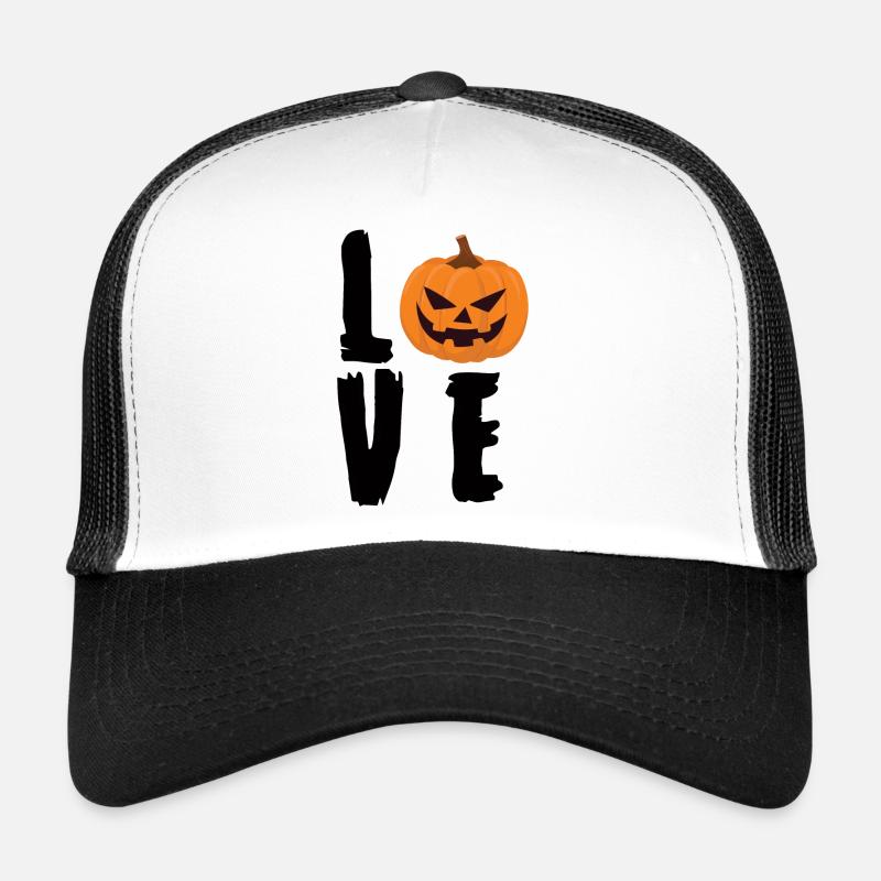 Halloween: Love Halloween - Trucker Cap - Weiß/Schwarz