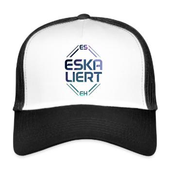 Es eskaliert eh - Trucker Cap - Weiß/Schwarz - Vorne
