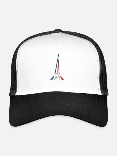 Paris and the Effeil Tower - Trucker Cap - white/black - Front