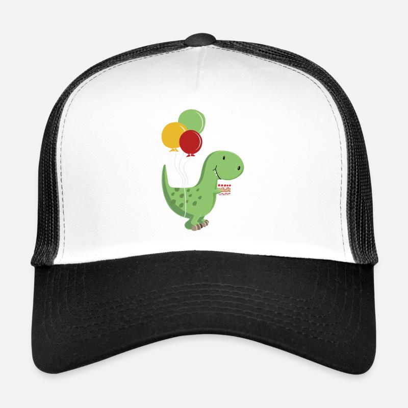 Happy Birthday -Geburtstag Junge T Rex Dinosaurier - Trucker Cap - Weiß/Schwarz