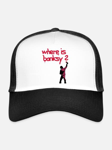 where is banksy - Trucker Cap - white/black - Front
