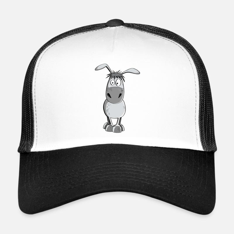 Funny Gray Donkey - Animals - Comic - Trucker Cap - white/black