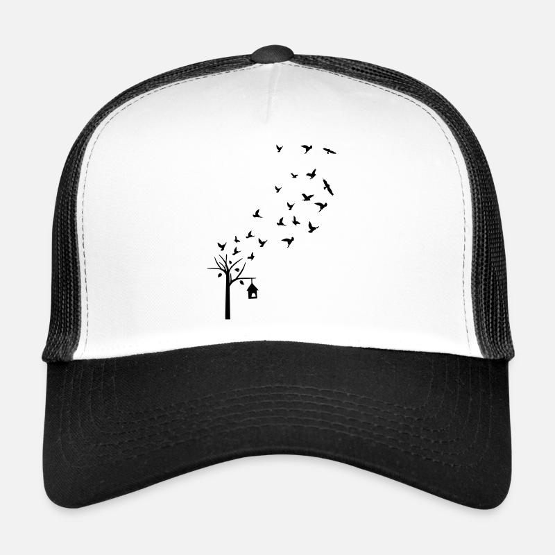Tree & Bird's cage - Trucker Cap - white/black