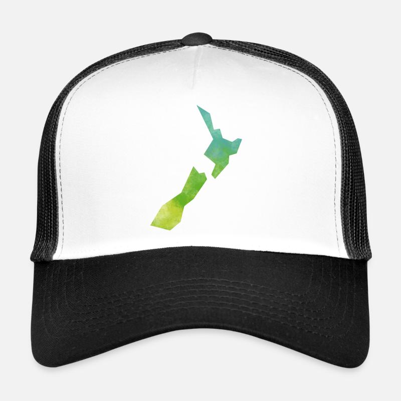 Karte Neuseeland - Trucker Cap - Weiß/Schwarz