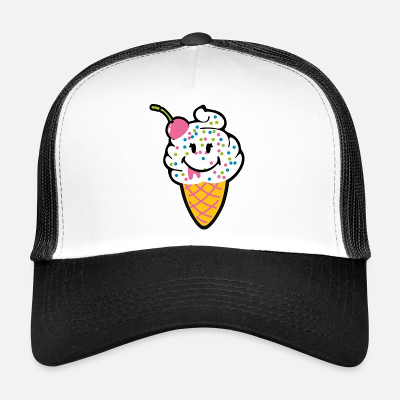 Smiley Kawaii Icecream - Trucker Cap - Weiß/Schwarz
