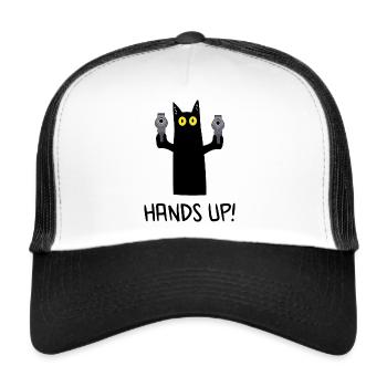 Black cat hands up! - Trucker Cap - white/black - Front