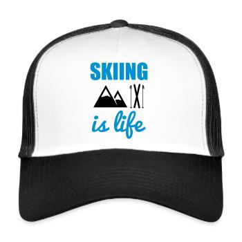 SKIING IS LIFE - Trucker Cap - white/black - Front