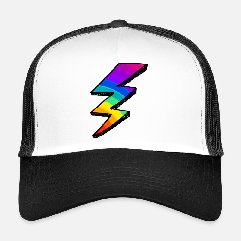 Bunter Blitz. Regenbogen - Trucker Cap - Weiß/Schwarz