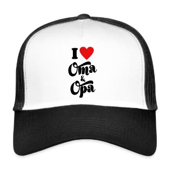 Ich liebe Oma und Opa Grosseltern Omi Opi Geschenk - Trucker Cap - Weiß/Schwarz - Vorne
