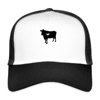 Cow with a heart cows hug vegan veganism - Trucker Cap - white/black - Front