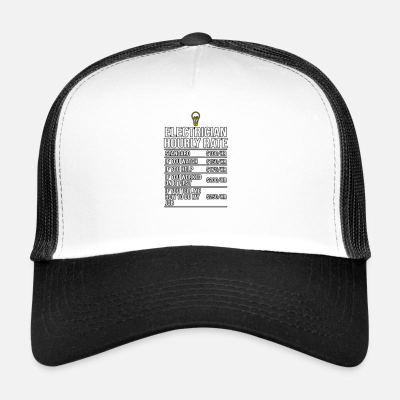 Elektriker Stundensatz T-Stück - Trucker Cap - Weiß/Schwarz