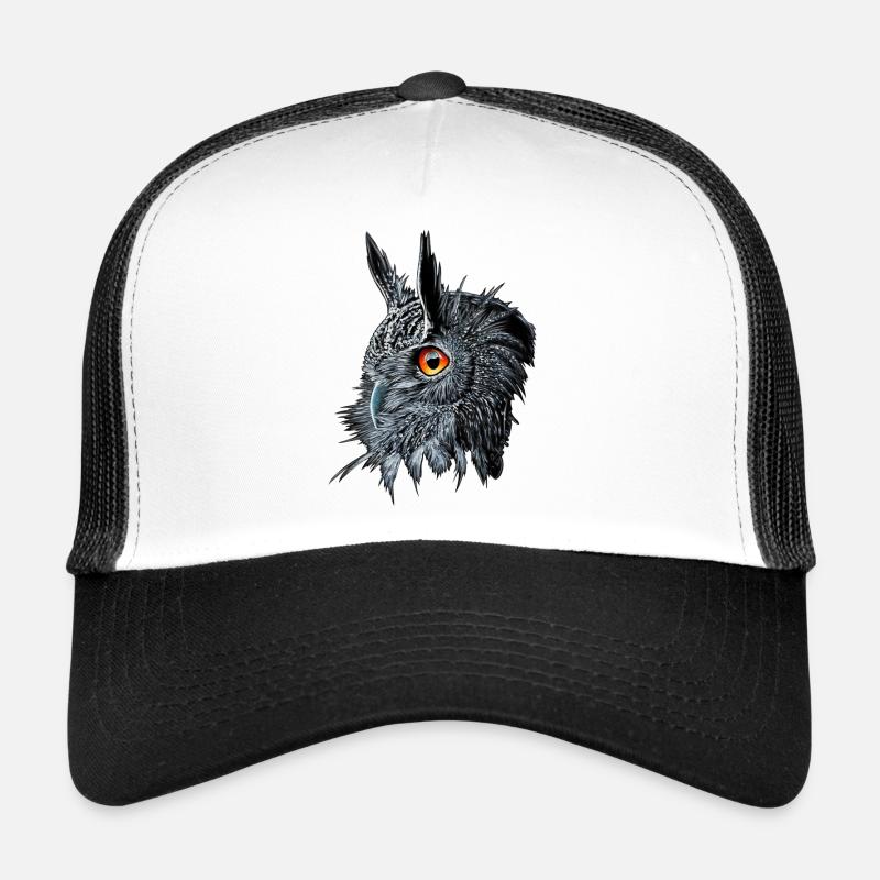 Uhu /Bubo Bubo/Hibou - Casquette trucker  - blanc/noir
