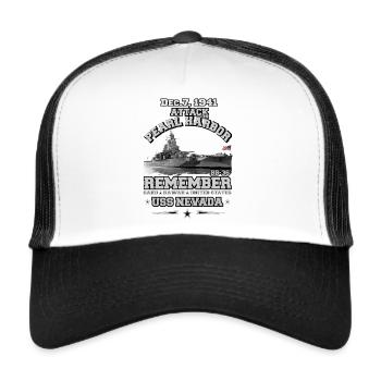REMEMBER USS Nevada BB36 - Pearl harbor ww2 - Casquette trucker  - blanc/noir - Devant