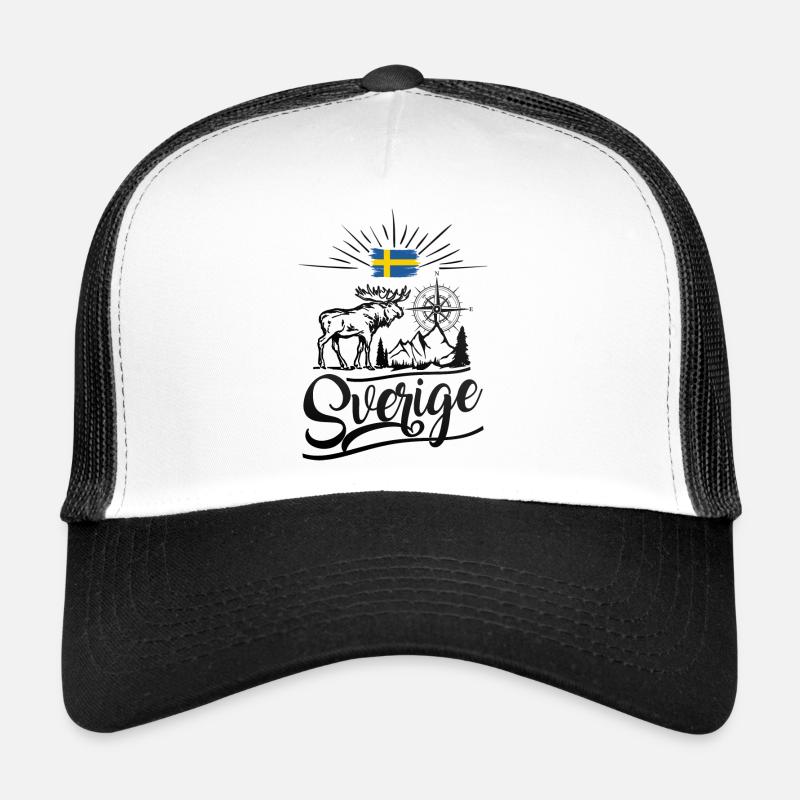 Drapeau de la Suède Montagnes Orignal Sverige Design Casquette trucker 