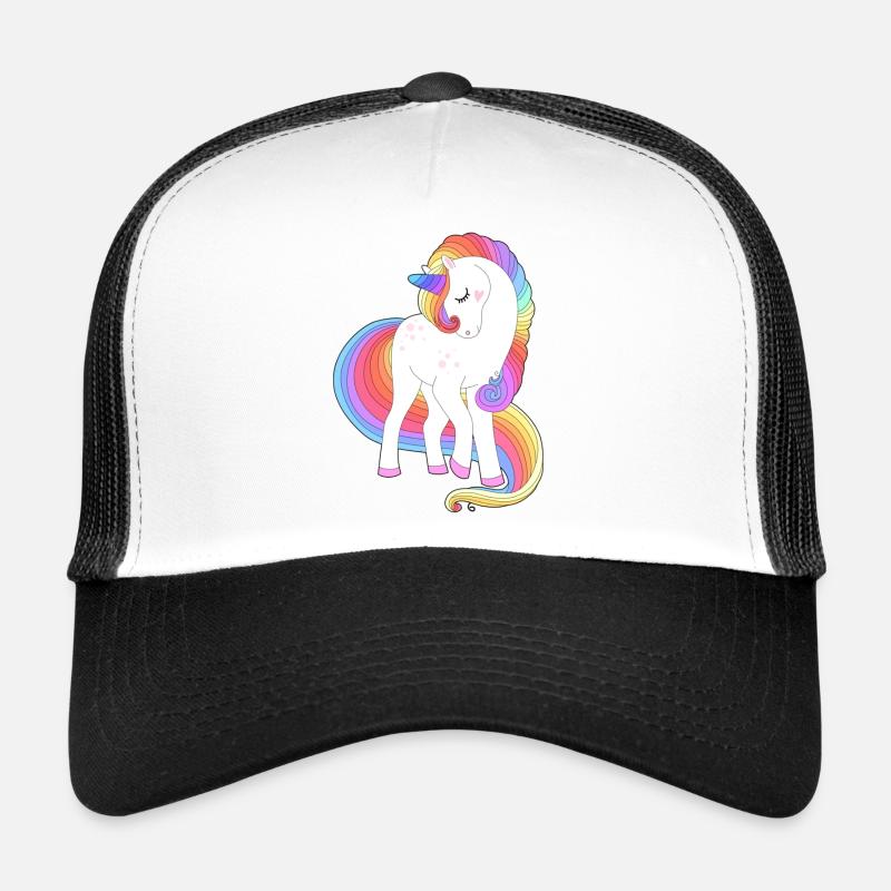 Enchanted Rainbow Mane Unicorn - Trucker Cap - white/black