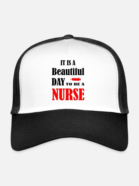 Infirmière de nurse Docteur - Casquette trucker  - blanc/noir - Devant