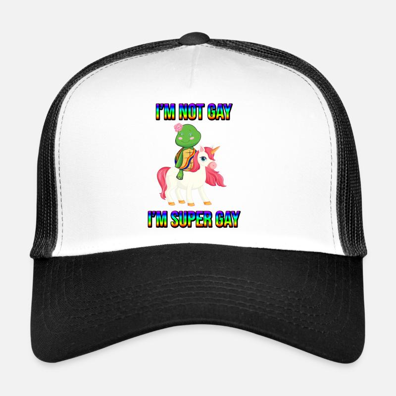 schildkröte auf einhorn lgbt panzertier rainbow - Trucker Cap - Weiß/Schwarz