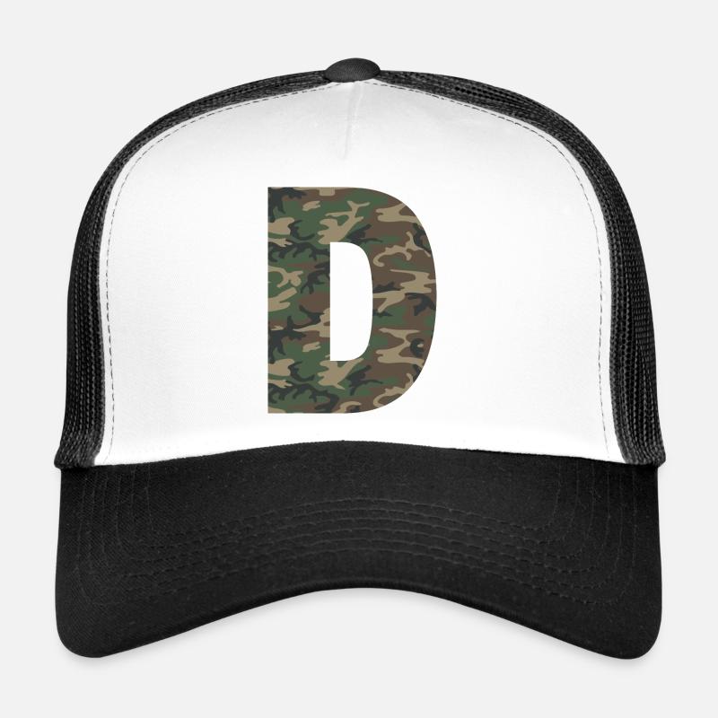 Lettre D difficile dans le motif de camouflage! Casquette trucker 