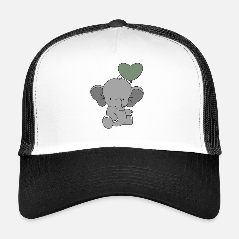 Baby Elephant with Air Balloon 💚💚 - Trucker Cap - white/black
