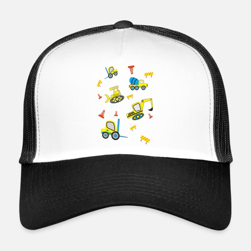 Véhicules de chantier - Casquette trucker  - blanc/noir