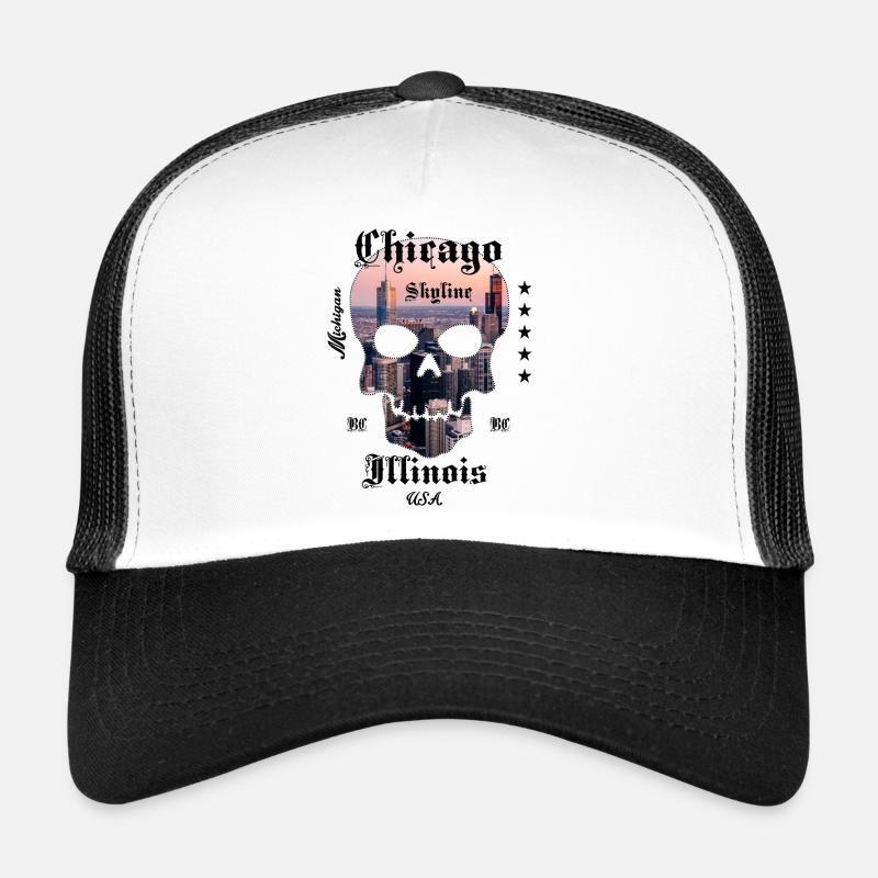 Crâne d’horizon de Chicago Casquette trucker 