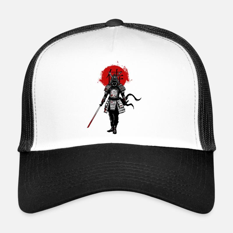 Samurai auf rotem Hintergrund Trucker Cap