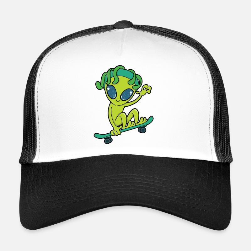 Skateboard Alien - Trucker Cap - Weiß/Schwarz