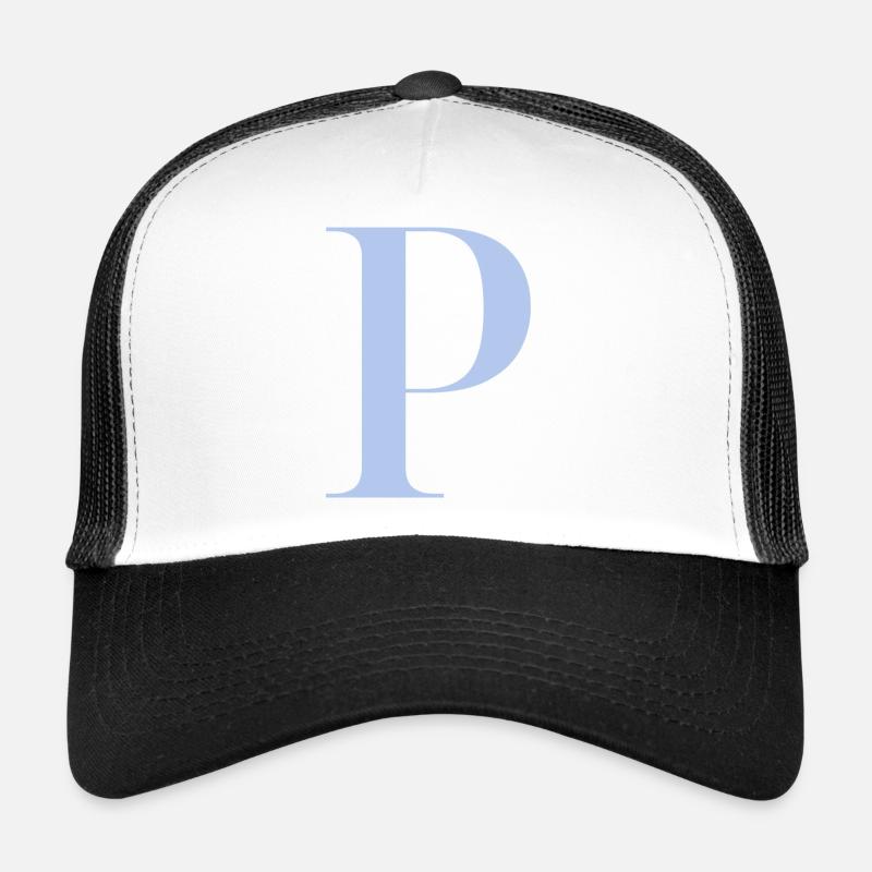 Buchstabe P Blau - Trucker Cap - Weiß/Schwarz