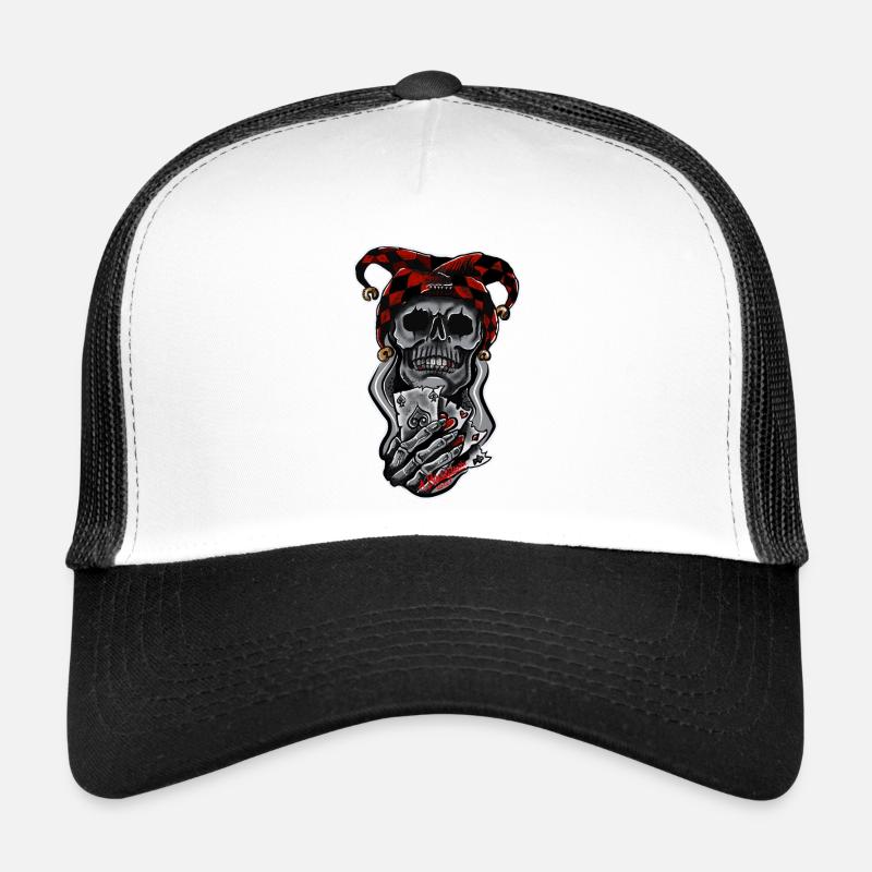 Harlekin/ Schädel/ Joker - Trucker Cap - Weiß/Schwarz