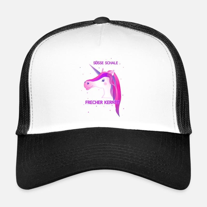 Einhorn freches Einhorn pinkes Einhorn frech Pony - Trucker Cap - Weiß/Schwarz