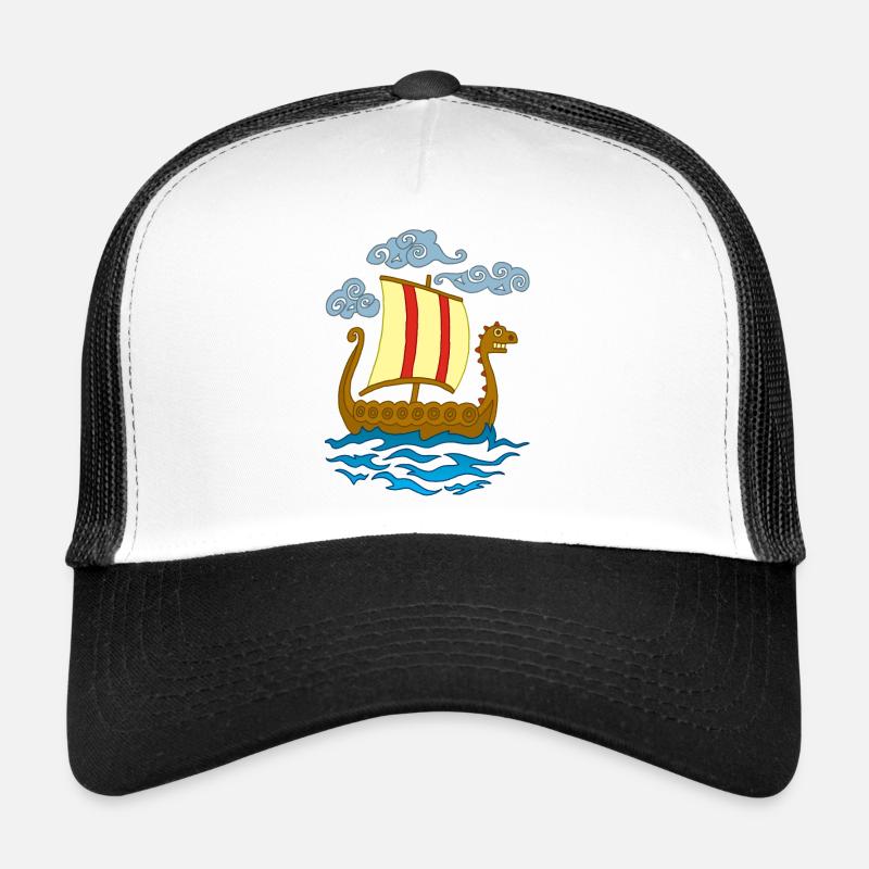 Drakkar viking rigolo - Casquette trucker  - blanc/noir