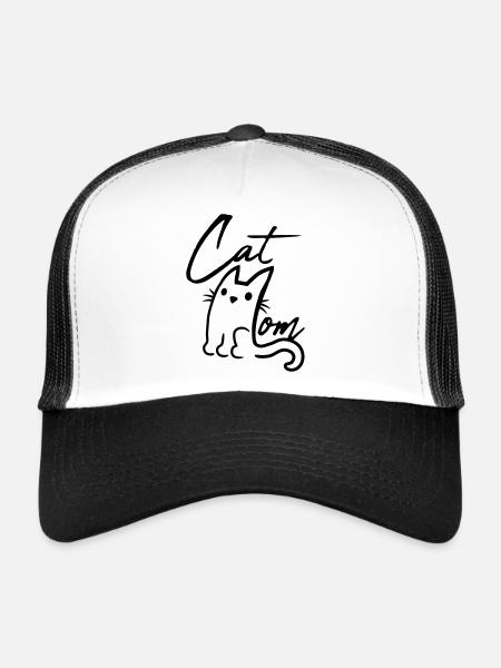 Cat Mom Text Logo - Trucker Cap - white/black - Front
