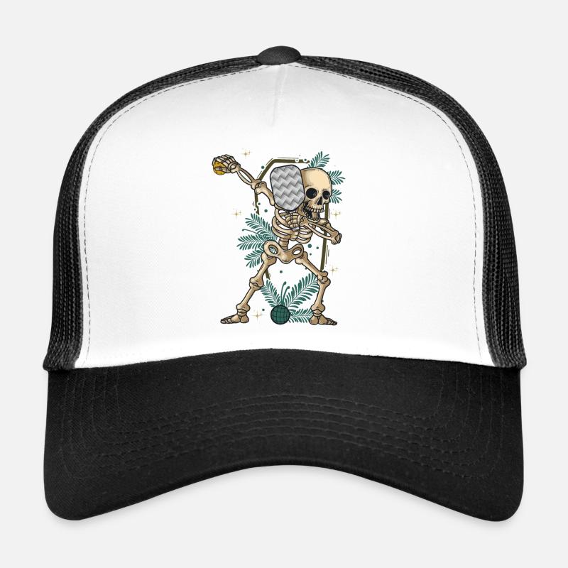 Halloween Pickleball Costume Dabbing Skeleton Trucker Cap