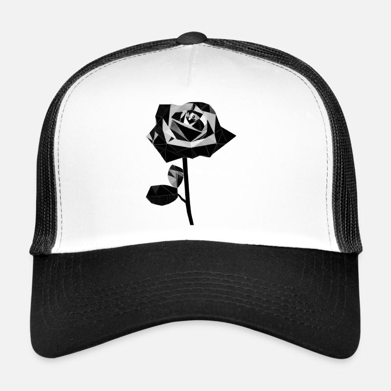 Polygone schwarze Rose - Trucker Cap - Weiß/Schwarz