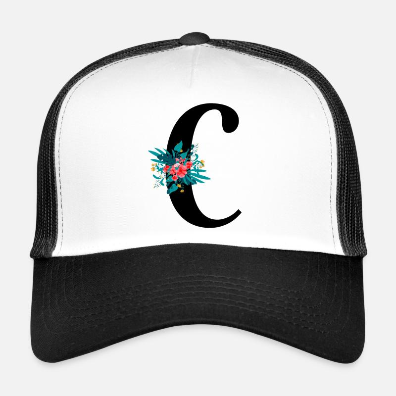 lettre C fleuris Casquette trucker 