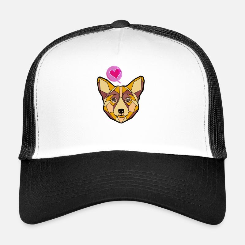 Geometrischer Hund mit Herz - Trucker Cap - Weiß/Schwarz