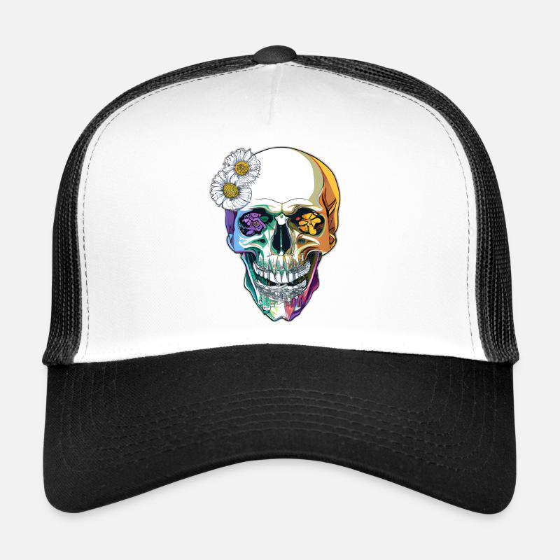 Farbenfroher Mexikanischer Hippie Totenkop Trucker Cap