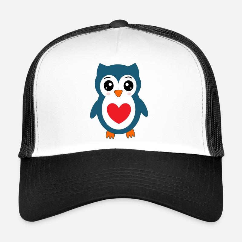 Eule blaue Eule  - Trucker Cap - Weiß/Schwarz