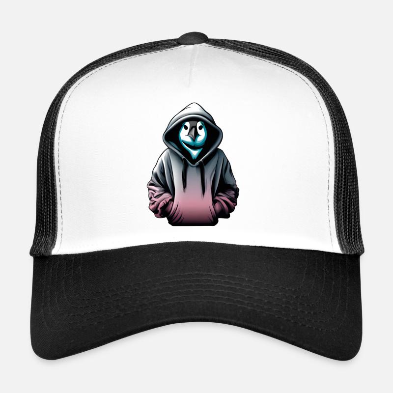 Hacker penguin with sweater - Trucker Cap - white/black
