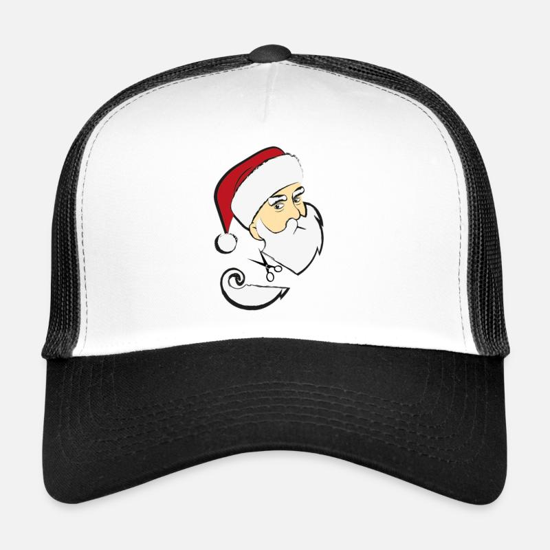 Weihnachtsmann - Kopf- Bart Schneiden - Trucker Cap - Weiß/Schwarz