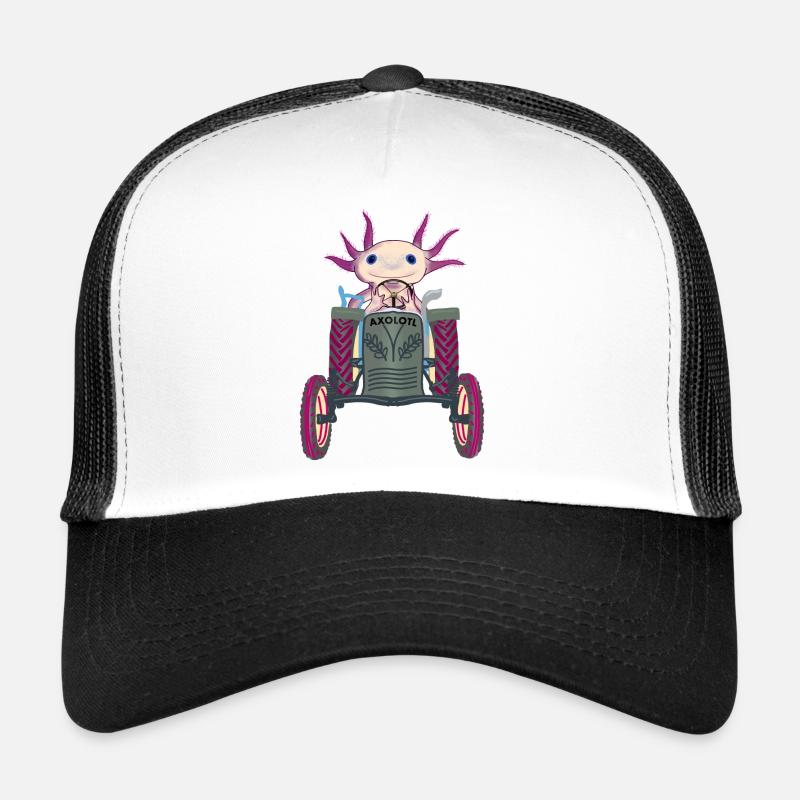 Iconic Axolotl Drives Tractor Trucker Cap