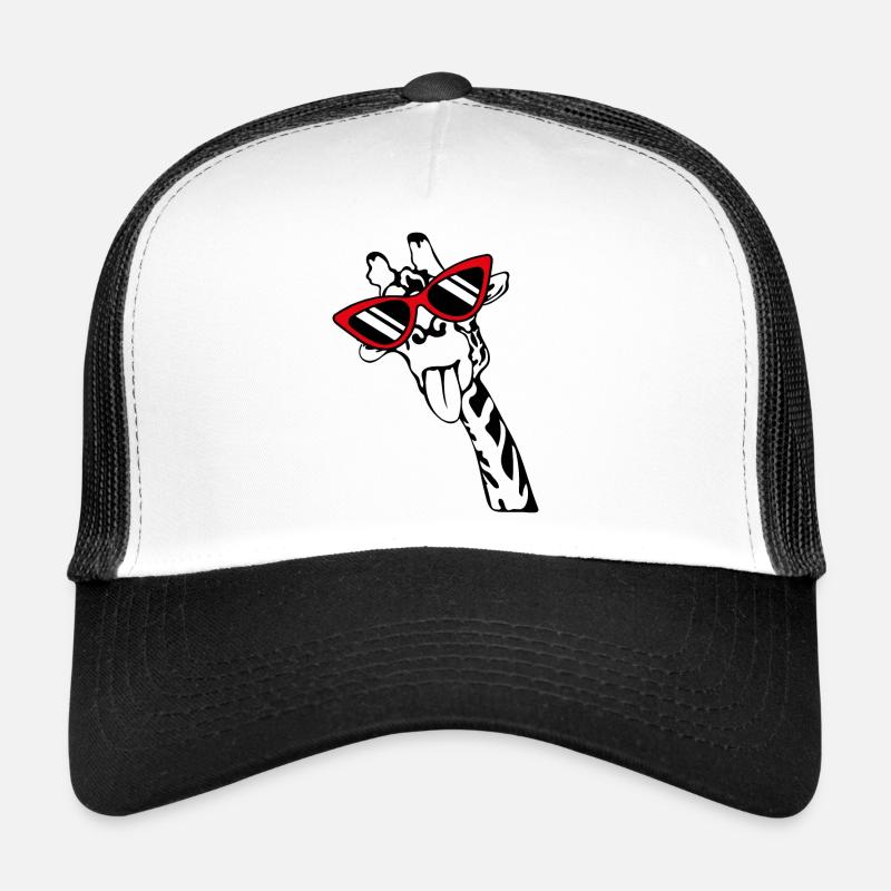 Giraffe mit Brille - Trucker Cap - Weiß/Schwarz