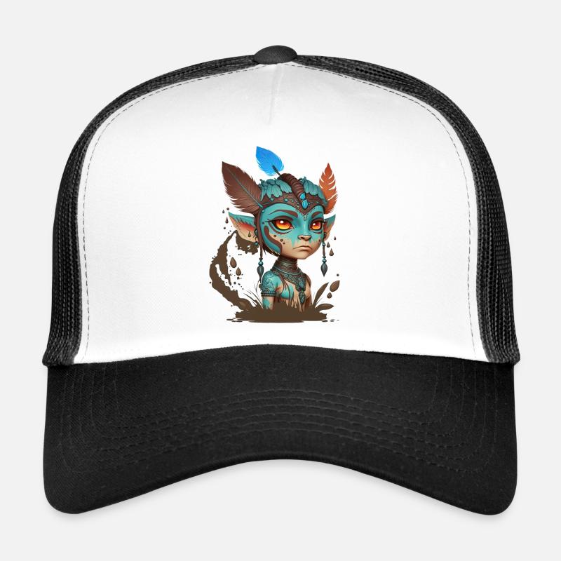 Blue Mask of Forest Spirits - Avatar - Trucker Cap - white/black