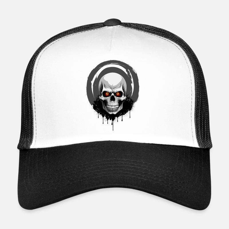 Crâne aux yeux orange Casquette trucker 