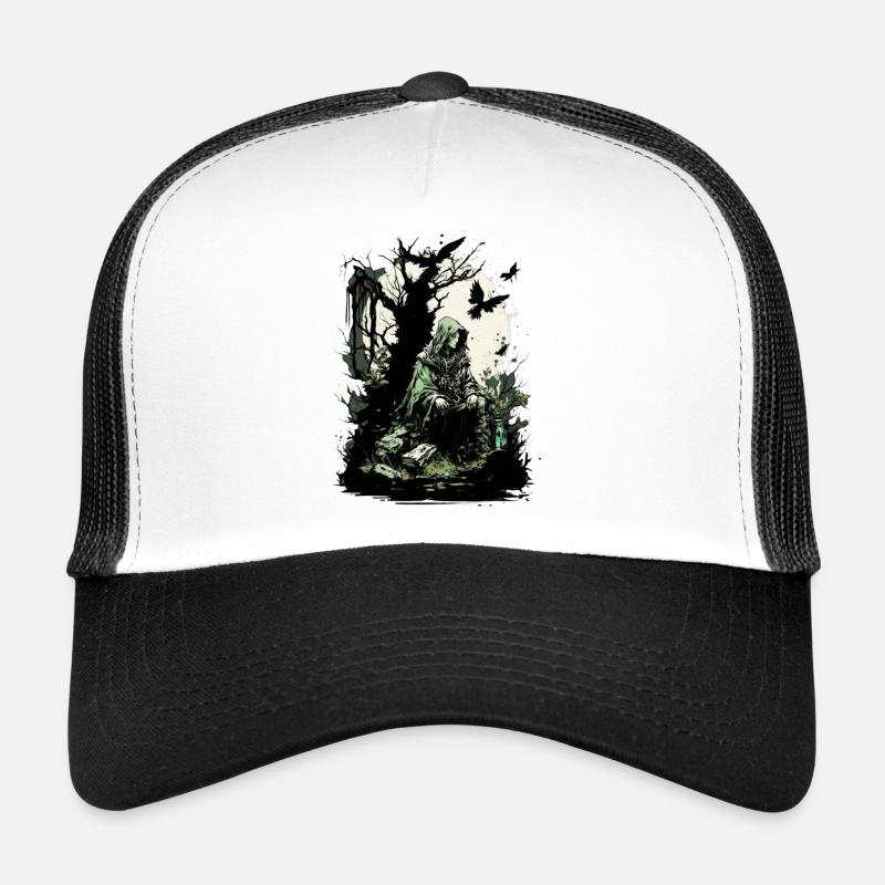 Elfe druide - Casquette trucker  - blanc/noir