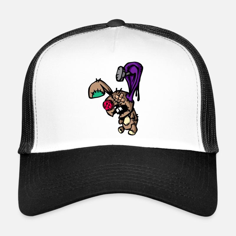 Voodoo Hase Paque Puppe - Trucker Cap - Weiß/Schwarz