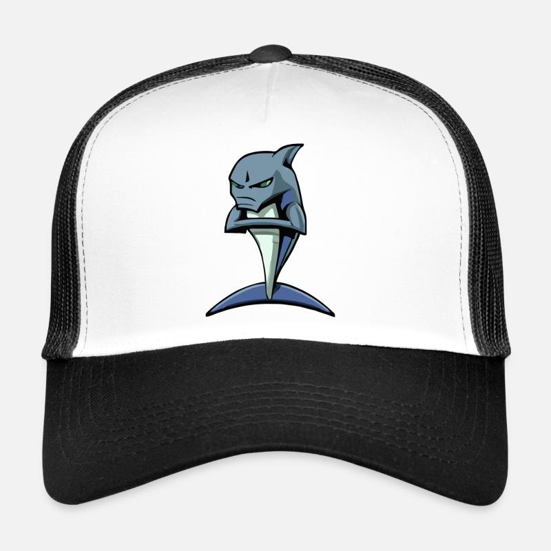 Exi le requin grognon - Casquette trucker  - blanc/noir