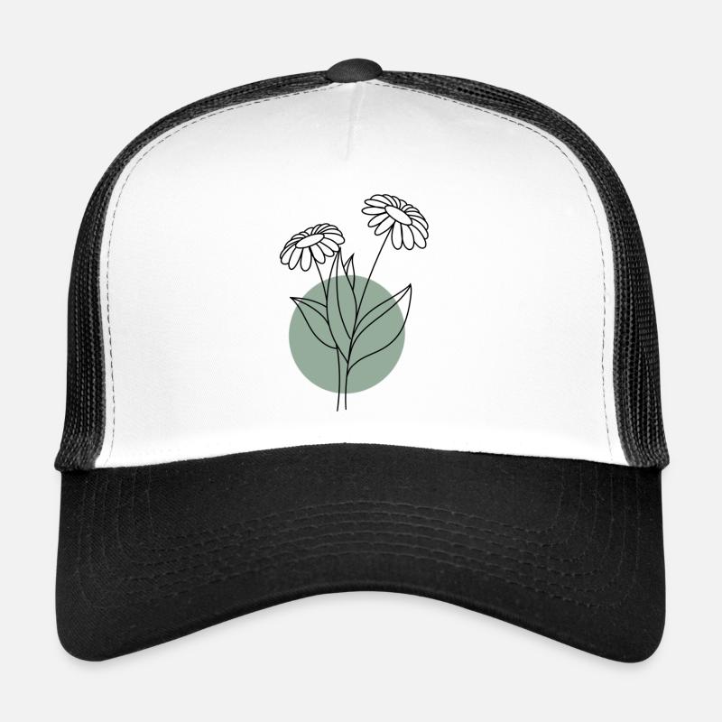 Flower with green circle - Trucker Cap - white/black