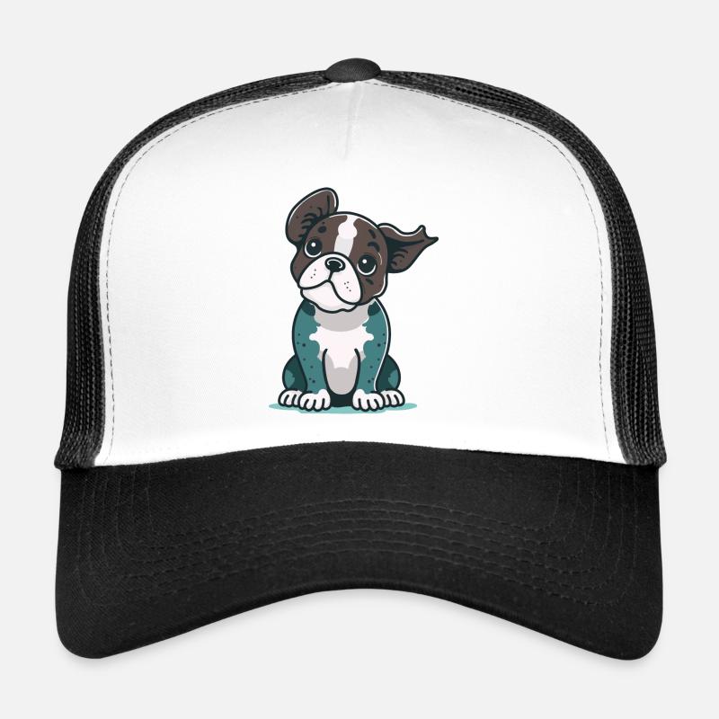 Niedliche Pitbull-Illustration - Trucker Cap - Weiß/Schwarz