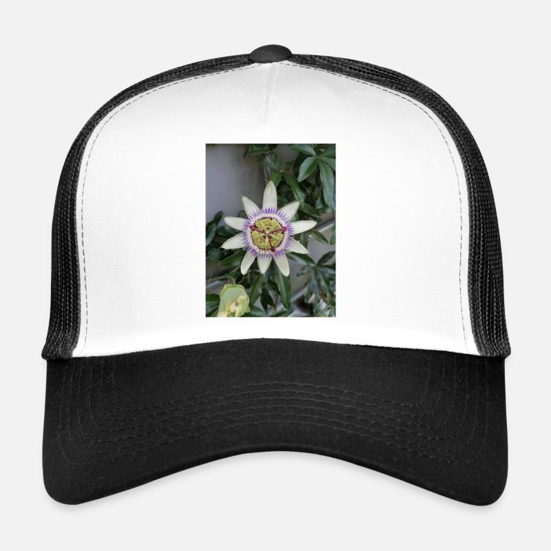Passiflora fleur de Fruit de la Passion - Casquette trucker  - blanc/noir
